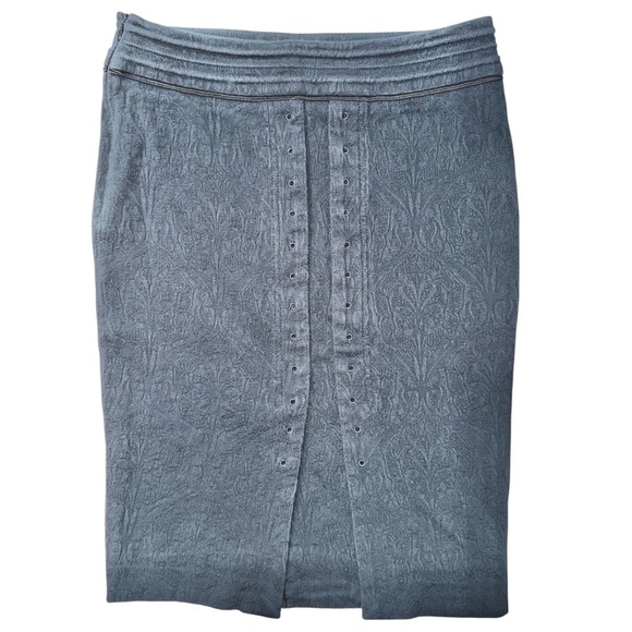 Kingslee Greene Size 4 Skirt Gray Textured Jacquard Midi Pencil w/ Grommet Detai - Picture 2 of 8